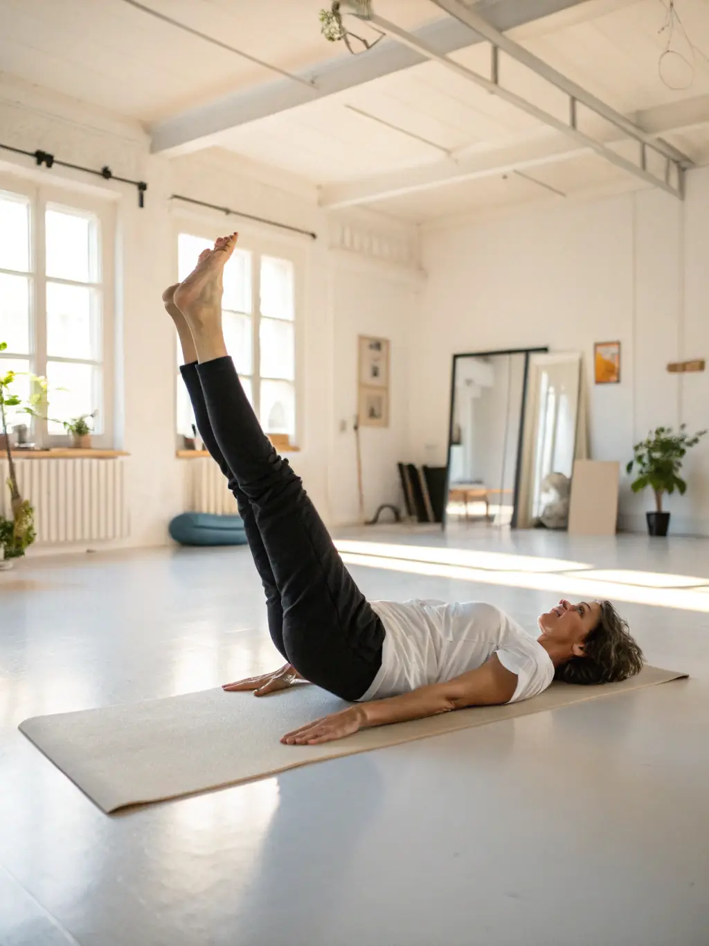 A person demonstrating a lower back extension exercise, lying face down and gently lifting their chest off the floor. The image should highlight proper form and avoid overextension.
